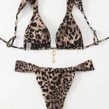Swim Vcay 2pcs Women's Leopard Print Swimwear Set, Random Print Summer - Multicolor - Ver 3