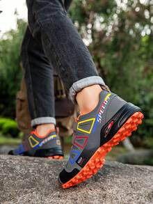 tuxingshangbiao Sapatos Impermeáveis para Caminhada Masculinos, Tênis de Trekking Respiráveis, Sapatos para Corrida em Trilha Antiderrapantes para Uso Externo, Sapatos para Esportes Aquáticos, Sapatos para Bicicleta de Montanha - Laranja acinzentado - Visão 3