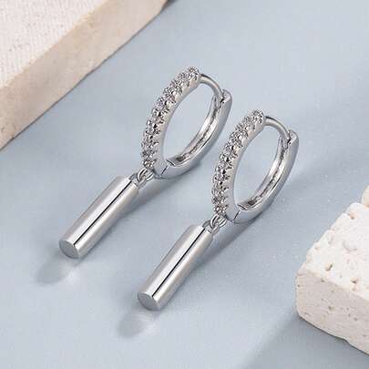 1 Đôi Khuyên Tai Vòng Cho Nữ, Khuyên Tai Thanh Đồng Đính Đá Cubic Zirconia Thân Thiện Với Da, Thanh Lịch Cho Hàng Ngày, Kỳ Nghỉ, Tiệc Tù, Quà Tặng, Điểm Nhấn Thẩm Mỹ Tinh Tế Bằng Vàng & Bạc