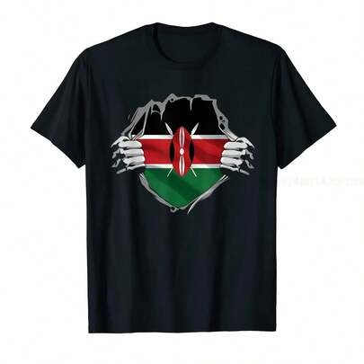 100% Cotton Er Kenyan Heritage Proud Kenya Roots Flag T-Shirt  WO UNISEX T Shirts Size S-6XL