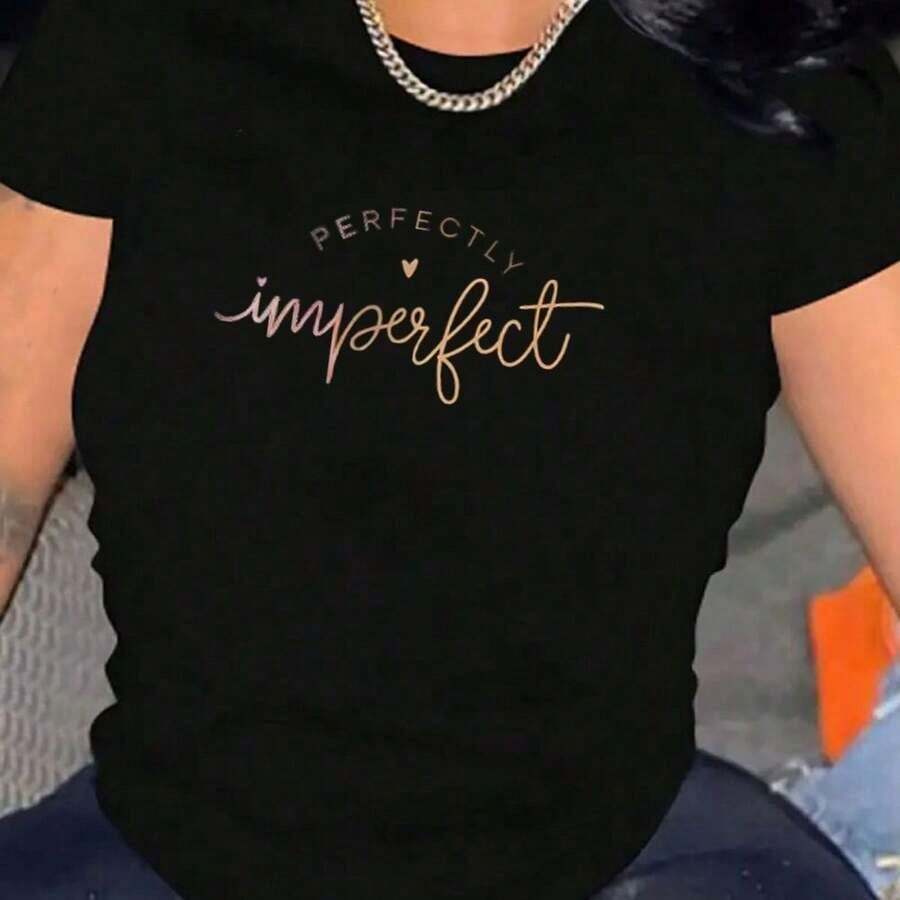 Camiseta Casual de Manga Corta para Mujer, 1 Pieza, 100% Algodón Puro de Alto Gramaje – Cuello Redondo Cómodo, Top Suave y Bonito, Estampado Artístico, Transpirable y Cómoda, Uso Diario, Para Hombre, Camiseta de Estilo Casual Urbano para el Verano. - Negro - Ver 1