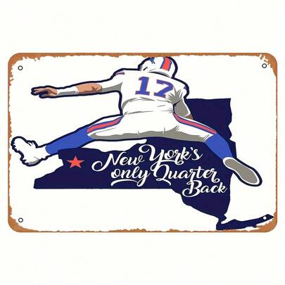 Vintage Metal Wall Plaque, Suitable For Men's Cave, Bar Or Club Decor - Vintage Iron Plaque With New York Football Player Pattern - Ideal For Home Decor