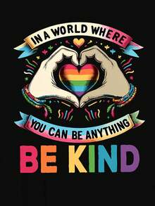 Camiseta Divertida y Colorida para Mujer con Gráfico de Corazón 'Be Kind' - Camiseta Casual de Manga Corta con Cuello Redondo, Mezcla de Poliéster Elástico, Lavable a Máquina - Perfecta para el Verano - Blanco - Ver 7