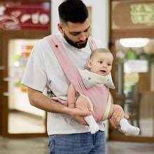 Four Season Baby Carrier Newborn To Toddler With Pocket, 4-In-1 Easy To Wear Ergonomic Adjustable Breathable Carrier Slings, Perfect For Baby Infants Up To 35 Lbs Toddlers - 粉色 - 查看 3