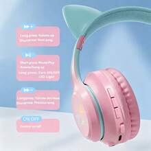 Cute Cat Wireless Headphones, Fashionable Gradient Color Wireless Gaming Headset With RGB Lighting, Retractable Foldable Design, Soft Comfortable Ear Pads - 查看 10