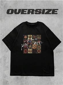 Camiseta de mujer versátil de estilo juvenil y casual, estampada, de manga corta, corte holgado, estilo europeo y americano, estilo Hong Kong, 100% algodón, vintage. - Negro - Ver 9