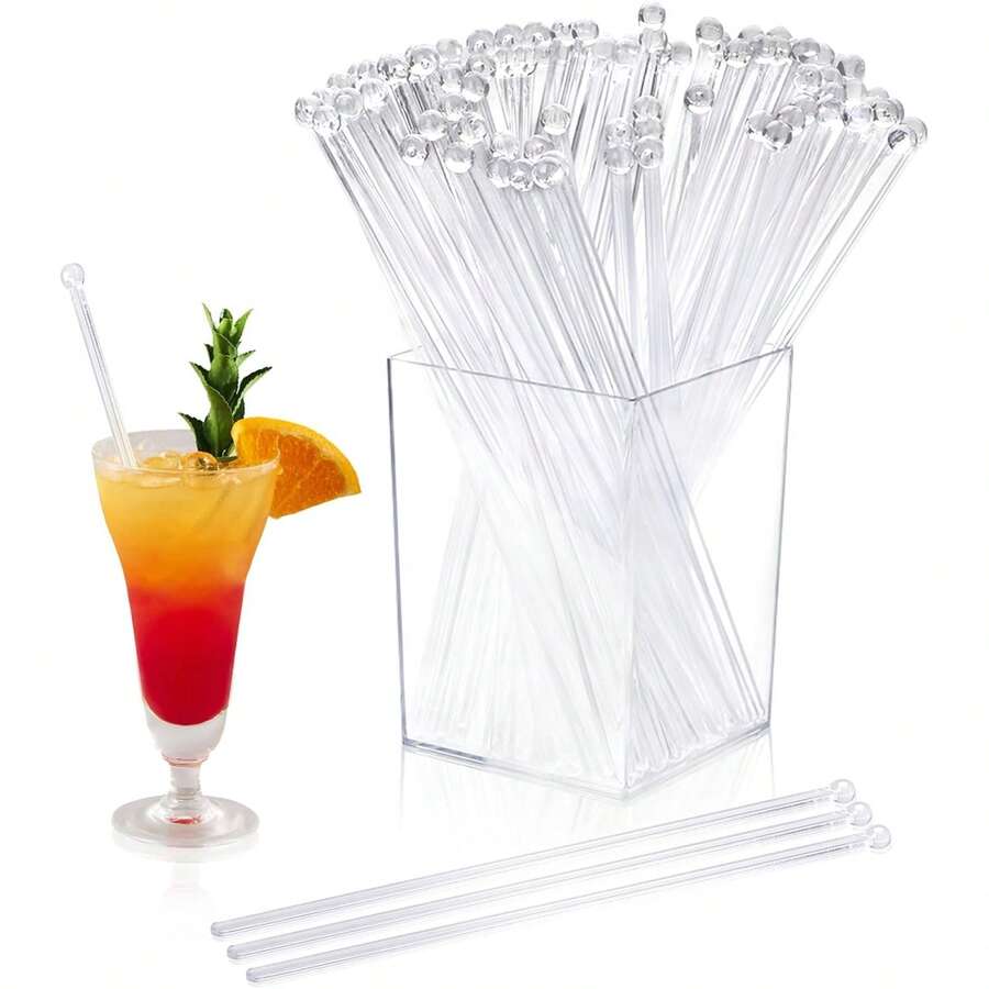 200/100/50/25/5 chiếc Que khuấy đồ uống trong suốt/lấp lánh vàng/lấp lánh bạc, que khuấy pha lê trong suốt - Hoàn hảo để khuấy, trang trí món tráng miệng và cà phê - Thích hợp cho Giáng sinh, đám cưới, sinh nhật và các dịp khác - Que khuấy nhựa dài 7,24 inch, quà tặng Ngày Valentine, tiệc tùng, sinh nhật - Nhiều màu - Xem 1