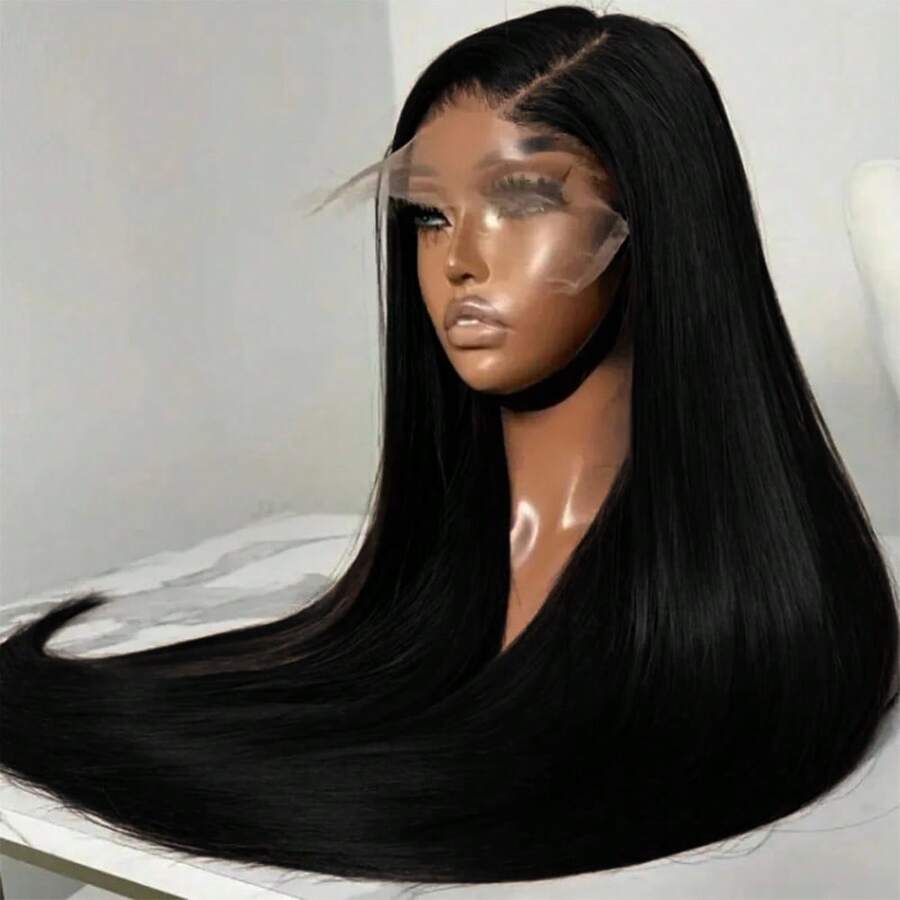 40 Inch 13x6 Straight Lace Front Wigs Human Hair 250% Density Straight Frontal Wig Pre Plucked With Baby Hair Hd Transparent Glueless Bone Straight Wig Brazilian Virgin Hair For Women Natural Black - Natural Black - Xem 1