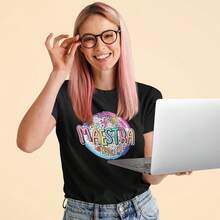 Genérico Playera de Mujer 1 Pza con Estampado para Maestras Estilo Retro |   Día del Maestro |   Playera 100% Algodón y Manga Cortashort-sleeve T-shirt / short-sleeve tee - Negro - Ver 3