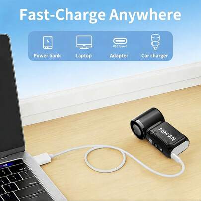 Portable Quiet Bladeless Mini Electric Fan, Suitable For Outdoor, Travel, Office Use, Travel Accessory
