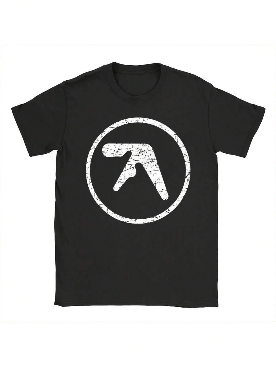 Camiseta Aphex Twin con Logo Icónico - Camiseta Unisex de Manga Corta con Cuello Redondo y Diseño de Marca Musical Icónica, Adecuada para Uso Casual y Fiestas, Lavable a Máquina (con Estampado de Logo). Una camiseta de manga corta adecuada para el hogar, uso diario, fiestas y viajes, perfecta como regalo para amigos o familiares. - Negro - Ver 1