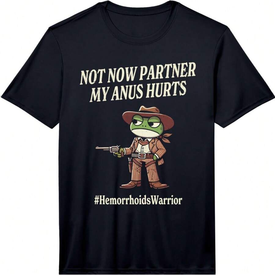 Mens Funny Hemorrhoid Survivor Hemorrhoid Conqueror Performance T-Shirt - Black - View 1