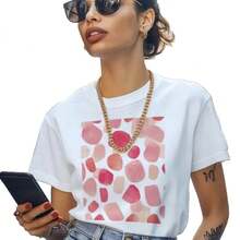 Camiseta de manga corta con estampado de lunares para mujer, en stock para envío internacional, nueva moda de verano, top casual de cuello redondo, camiseta de manga corta para mujer. - Negro - Ver 6