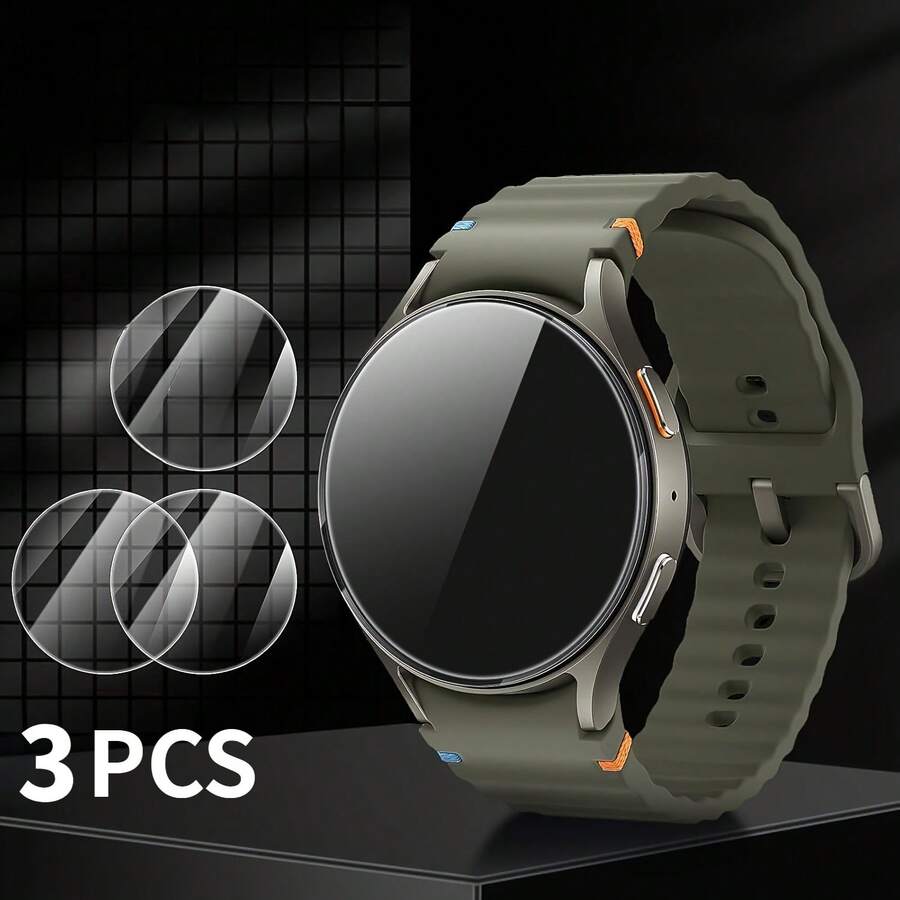 3pcs Screen Protector - 9H Hardness Anti-Scratch, Ultra-Clear Display, Anti-Fingerprint Coating, Tempered Glass Material, Protect Watch Screen From Scratches And Wear, Transparent Color, Suitable For Samsung Watch 7/8 Series, Ideal For Tech Enthusiasts And Outdoor Sports Lovers - 3pcs Tempered Glass Screen Protector, Transparent - View 1