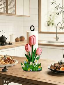 1/2pcs Kitchen Paper Towel Holder, Napkin Box, Tulip Shaped Toilet Paper Holder, Wood Plastic Composite Material, Space-Saving, Suitable For Kitchen, Bathroom, Toilet And Restaurant. Essential Accessories For Bathroom And Kitchen, Graduation Season Gift. - Multicolor - View 4