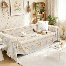 1PC Bohemian Tassel Print Sofa Throw Blanket - Reversible, Non-Slip, Machine Washable Decor For Couch, Bed, Living Room,Beige Aesthetic - Multicolor - View 5