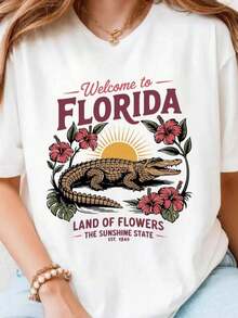 Camiseta Comfort Colots Florida, Camiseta Florida, Camiseta con Gráficos Estéticos, Camiseta Sunshine State Florida, Regalo de Camiseta de Verano, Camisetas Oversize de Verano para Mujer, Vestidos para Mujer - Blanco 003 - Ver 6