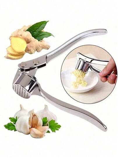 1pc Stainless Steel Manual 3-In-1 Garlic Press, Multifunctional Practical Kitchen Accessory, Includes Garlic Press, Nut Opener And Bottle Opener. Elegant Minimalist Design Perfectly Matches Artistic Wedding And Home Decor, An Essential Kitchen Tool For Daily Cooking And Home Beautification.