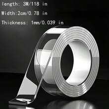 1 cuộn băng keo hai mặt trong suốt, bao bì bong bóng nano trong suốt và bền chắc, băng keo hai mặt có độ bám dính cao dùng để cố định đồ vật lên tường, kính hoặc gạch mà không cần khoan. - trong suốt - Xem 2