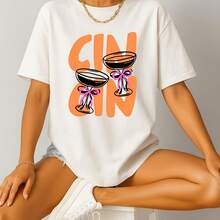 Italian Cheers Summer Shirt Design, Aperitivo Party Graphic Tee, Girls Night out hirt design,  girly tails Digital Download220g heavyweight 100% cotton T-shirt. Butterfly print. Unisex sizing. Round neck inspirational T-shirt. Cute and beautiful Y2K-inspired summer top, perfect for the outdoors, home, work, or street wear. Casual, loose-fitting everyday T-shirt. - Blanco - Ver 1