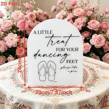 1 pieza Letrero de chanclas de acrílico, para pies bailarines, Suministros para favores de fiesta de recepción de bodas, Decoración de regalo para invitados de despedida de soltera - arco - Ver 4