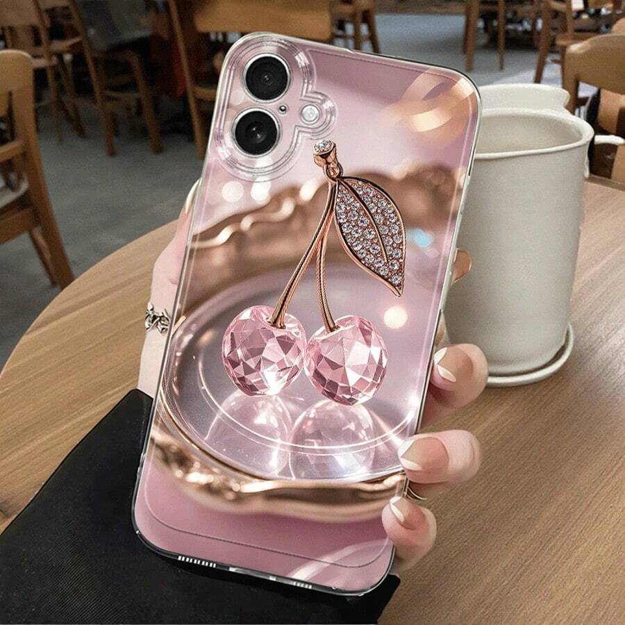 1个时尚蝴蝶结樱桃透明软保护壳,兼容 17/17 Air/17 Pro/17 Pro Max、荣耀、三星Galaxy A04e/12/A13/A14/A34/A50/A52/A53/A54/S21/S22/S23/S24/S25/S25 Ultra、6A/7A/8A、12T/13T - 彩色 - 查看 1