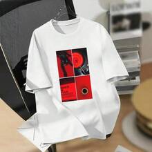 Camiseta de manga corta de algodón puro, única, moderna, retro, de nicho, de alta gama, estampada, nueva para el verano, ropa casual para mujer. - Negro - Ver 4