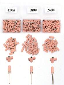 100 piezas Bandas de lijado mini rosas, aptas para taladro de uñas, grano pequeño 120# 180# 240# Bandas de lijado, limas de uñas, bandas de amolado para uñas acrílicas y manicura de gel, incluye brocas de vástago de 3.1 mm mejoradas - Blanco - Ver 1