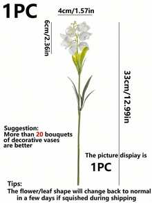 6pcs White Lily Of The Valley Artificial Flower Bouquet, Suitable For Wedding, Engagement, Home Decor, Valentine's Day, Graduation Ceremony - No Container Tabletop Floral Centerpiece Decoration - Perfect Gift For Home Decor Enthusiasts And Event Planners - White - View 3