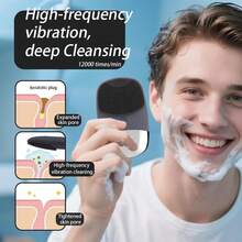 Cepillo de limpieza facial, Exfoliante facial eléctrico de silicona 3 en 1, Masajeador vibrador, IPX7 resistente al agua, Cepillo de poros recargable por USB para limpieza profunda, eliminación de puntos negros, exfoliación (Gris) - ColorB - Ver 2