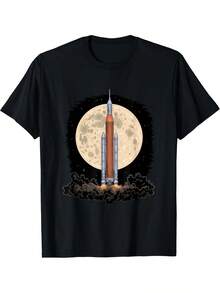 T-shirt homme LocalArtemis 1 SLS Lancement de la fusée vers la Lune et au-delà, 180 g, 100 % coton, imprimé, col rond et manches courtes, cadeau de Noël pour homme, papa, mari, grand-père, tailles S-XXXL, noir, A, T-shirt homme ample et confortable. - Dos - Voir 6