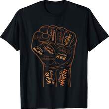 220g 100% Cotton - Power Fist Hand Inspiring Black Leaders Black History Month T-Shirt - 黑色 - 查看 1
