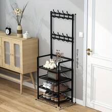 Entryway Organizer Combo - Coat Rack, Shoe Rack, Shoe Organizer, Bench With Hooks For Storing Shoes, Clothes, Jackets, Hats, Bags, Umbrellas In Hallway, Home Decor Accessory - Multicolor - View 13