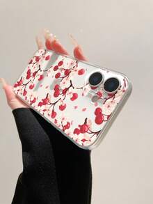 Custodia per telefono in stile Ins, morbida con fiori di ciliegio trasparenti e antiurto, adatta per iPhone 16/15/14, guscio morbido anti-caduta a copertura completa per iPhone 17/16/15/14/13/12/11/X/XS - Multicolore - Visualizzare 3