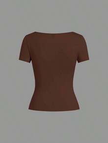 Set de 3 camisetas de punto para mujer, multicolor, camisetas básicas de primavera/verano para mujer, tops ajustados básicos, paquete de tops básicos, tops básicos para mujer, tops de ajuste ceñido, tops básicos, tops de mujer de cuello cuadrado, tops de verano para mujer, tops de manga corta para mujer, tops de verano para mujer, camisetas de mujer - Multicolor 5 - Ver 6