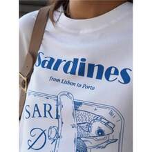 Camiseta de Manga Larga de Algodón Puro, Versátil, Moderna y Elegante, con Estampado Fresco y Divertido, para Primavera y Otoño 2025 - Negro - Ver 4