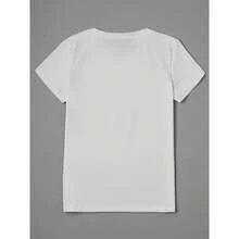 100% algodón puro, estampado dulce y fresco, adecuado para usar como prenda exterior, rejuvenecedor, corte holgado, estilizador, único, casual, cómodo, cuello redondo, manga corta. - Blanco - Ver 3