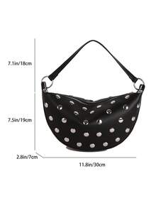 BAILEE Stylish, Solid-Colored PU Women's Handbag With All-Over Studs And A Saddle-Style Design. Perfect For Outfits And As A Gift. - Multicolor - View 13