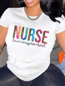 Women's Casual Short Sleeve T-Shirt, 1 Piece, 100% Thick Cotton - Comfortable Round Neck, Soft And Pretty Top - 白色 - 查看 6