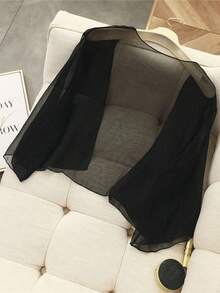1pc Solid Color Chiffon Soft Outerwear Shawl - Multicolor - View 7