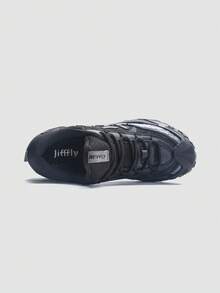 1双 Jifffly 户外防滑男女通用运动鞋，系带设计，织物和合成革材质，减震低帮越野跑鞋 - 黑色 - 查看 3
