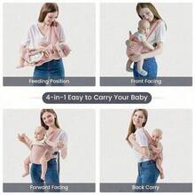 Four Season Baby Carrier Newborn To Toddler With Pocket, 4-In-1 Easy To Wear Ergonomic Adjustable Breathable Carrier Slings, Perfect For Baby Infants Up To 35 Lbs Toddlers - 粉色 - 查看 5