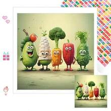 1 bức tranh khảm kim cương acrylic 5D tròn mới, tự làm hình rau củ hoạt hình ngộ nghĩnh. Được đính thủ công, mang đến sức sống nghệ thuật cho tường nhà, một món quà thủ công ấm áp dành cho bạn gái, bố mẹ, bạn bè, quà tặng ngày lễ để thể hiện sự chu đáo, thắp sáng không gian sống bằng tình yêu và sự sáng tạo. Không kèm khung. - viên kim cương tròn - Xem 4