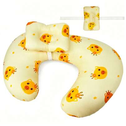 符合人体工学的哺乳枕 - 适合哺乳和产后支撑，配有可拆卸柔软枕套，便携式手持设计，舒适的喂养垫，是妈妈和新生儿的理想之选，也是完美的婴儿洗礼礼物。