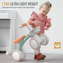 Umatoll Bicicleta de Equilibrio para Bebés de 1 año Niños y Niñas, Bicicleta Sin Pedales con Asiento Ajustable, Regalo de Primer Cumpleaños, Juguete para Bebé 12-24 Meses, Cestaíble, Verde - Rosa - Ver 5