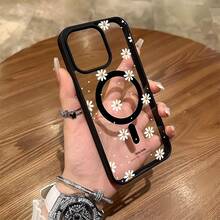 Funda para teléfono - Una elegante funda magnética con diseño de margaritas blancas en colores macaron compatible con varios modelos de incluyendo losás recientes - Gris Claro - Ver 6