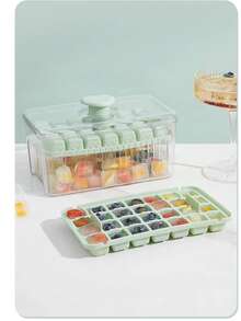 ZHGEE 冰格，食物冷冻模具，压力制冰器，家用冰格，大容量，带盖冰箱冰盒 - 彩色 - 查看 8