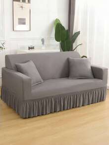 Skirt-Style Sofa Covers 3 Seater, Solid Color Elastic Full-Wrap Sofa Cover, Polyester All-Season Universal, Simple And Modern - Light Grey - View 7