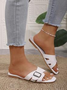 43 Size Flat Thong Sandals For Women, Square Toe, Casual, Outdoor, Beach, Summer, Multi-Color, Promotional Hot Selling Item, Suitable For Couples - White - View 8