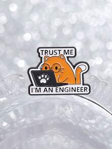 Pin esmaltado "Confía en mí, soy un ingeniero", insignia con tema de programador, diseño de gato, accesorio de moda único, regalo perfecto para amantes de la tecnología - Naranja - Ver 8